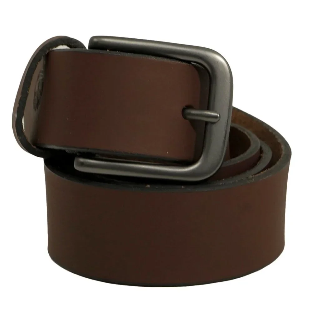 Timberland Mocha Brown Leather Belt Gunmetal Minimalist Western Office Wear Belt
